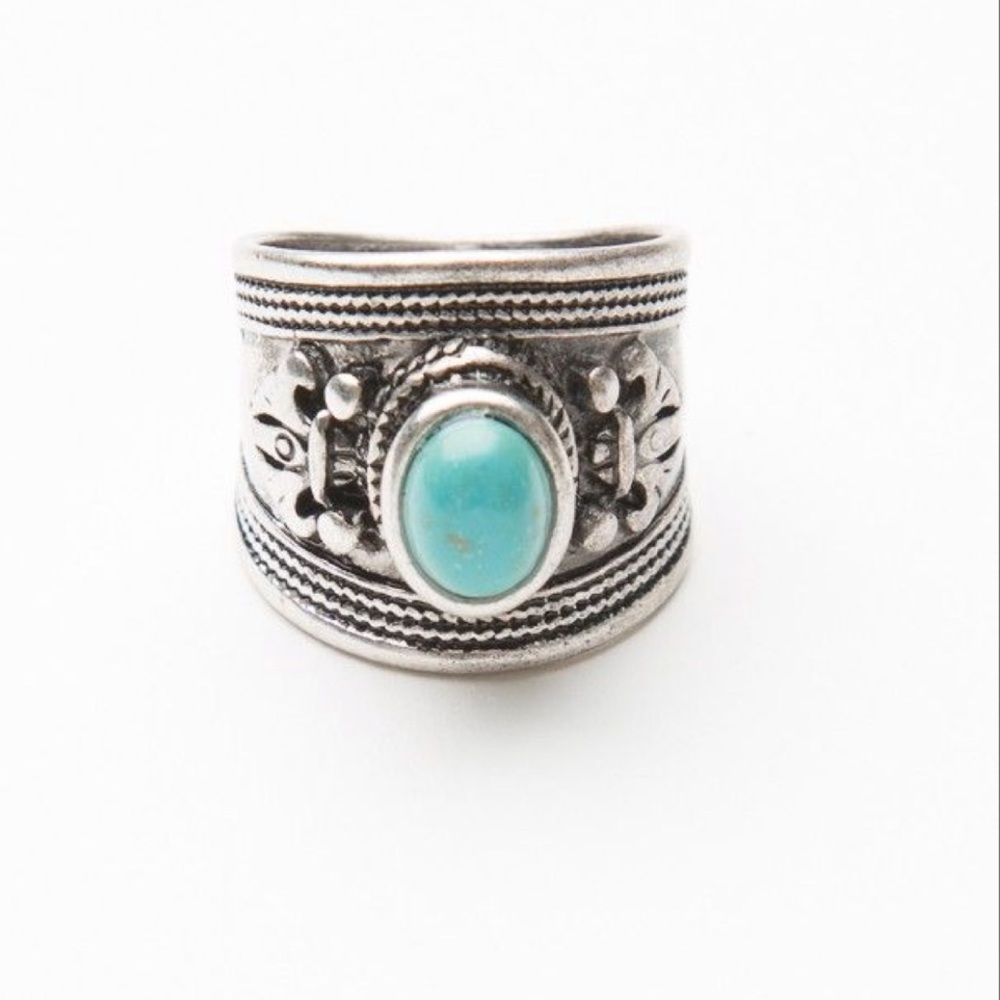 Turquoise Oval Ring hypoallergenic stackable layering western